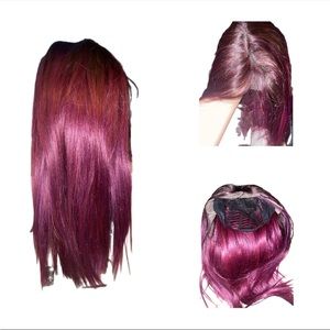 Red/purple highlights wig